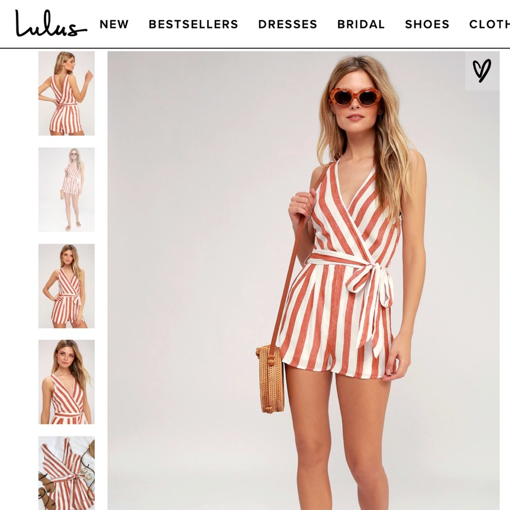 Lulu's White and Red Stripped Romper